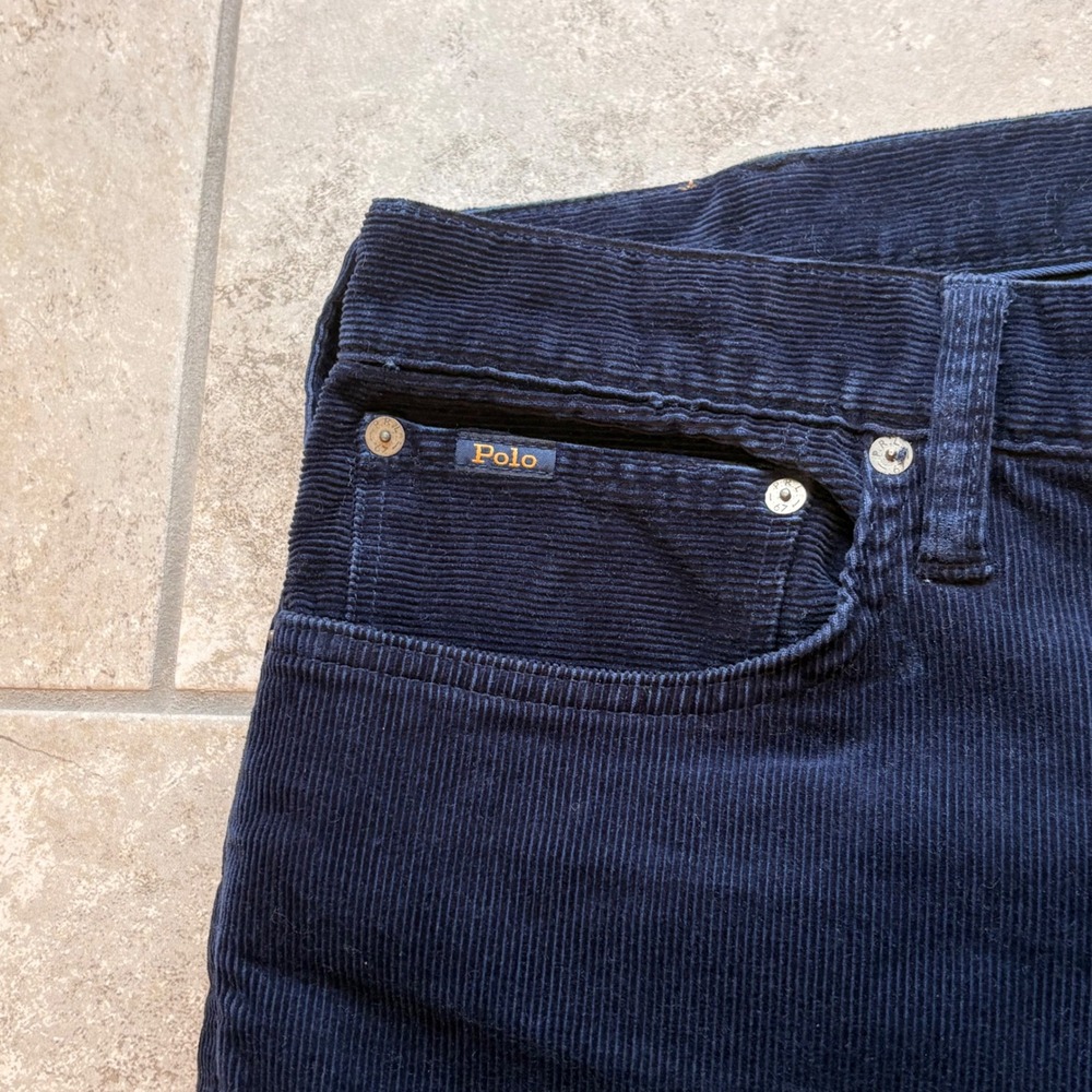 Polo Ralph Lauren Varick Slim Straight Corduroy Pants Navy Blue Mens 36x34 - Picture 3 of 8